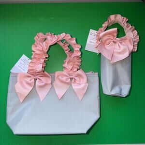 Insulated Lunch Drink Bag Tote Pink Ribbon Cottage Coquette Whimsy Japan Lolita
